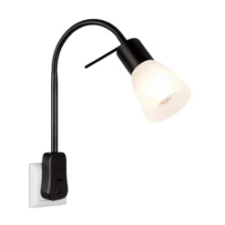 Aplique de pared Levisto con enchufe 1xE14 LED 4.9W 470lm 3000k acabado negro estilo moderno 3 intensidades de luz