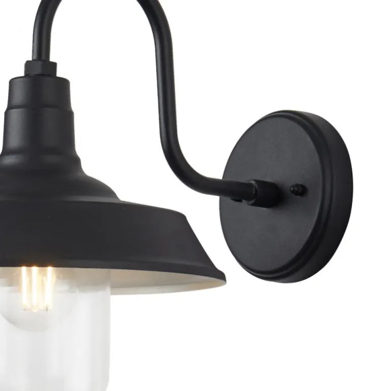 Aplique de pared Medina Negro 1XE27 IP44