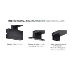Aplique de pared Roth LED 6w 4000k 420lm IP44 acabado negro estilo moderno 30cm con 3 modos de instalación diferentes
