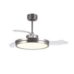 Areca níquel LED 45w 3CCT acabado níquel estilo moderno aspas plegables motor DC 106cm Ø