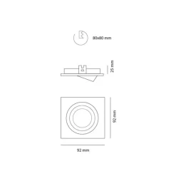 Empotrable de techo Helium cuadrado en aluminio 1XGU10 estilo moderno 9x9cm