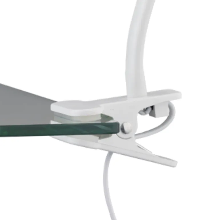 Foco de pinza Wanda 1xGU10 acabado blanco interruptor on/off estilo moderno brazo flexible