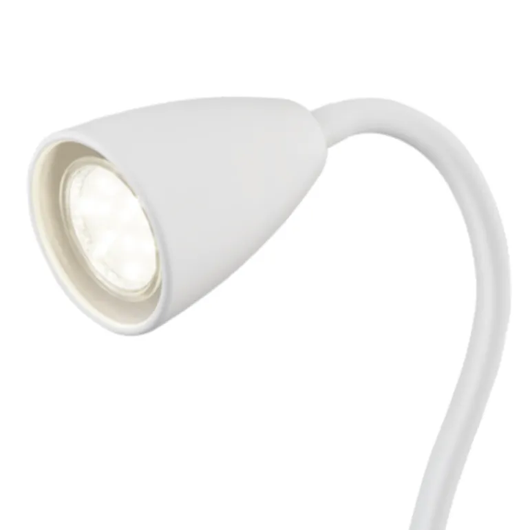 Foco de pinza Wanda 1xGU10 acabado blanco interruptor on/off estilo moderno brazo flexible