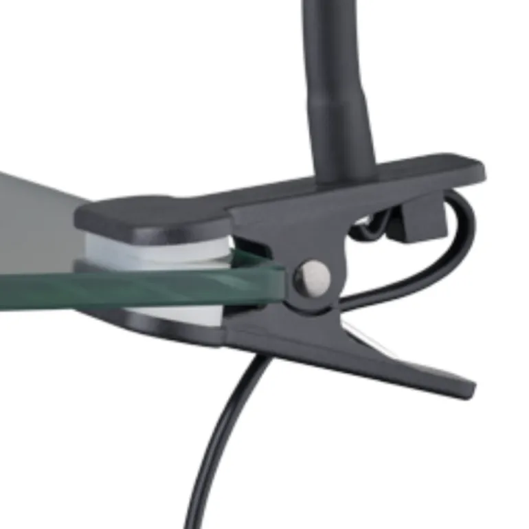 Foco de pinza Wanda 1xGU10 acabado negro interruptor on/off estilo moderno brazo flexible