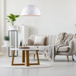 Lampara colgante campana blanco triángulos