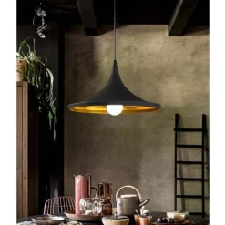 Lampara colgante Plato negro/dorado