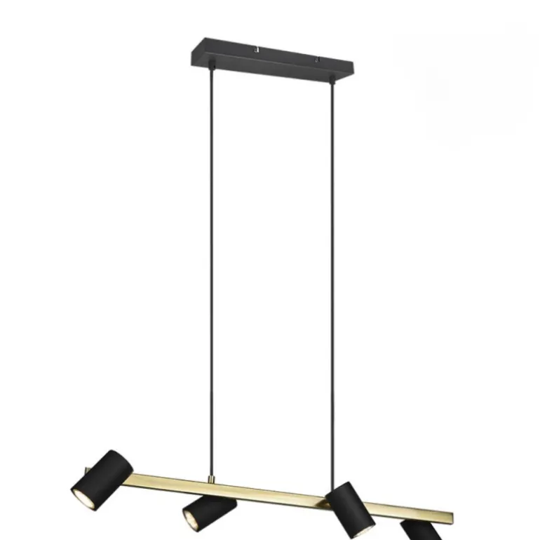 Lampara de techo colgante Marley 4 luces 4xGU10 acabado metal negro y oro estilo moderno