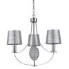 Lampara de techo colgante Plata 3 luces 3xE14 acabado cromo pantallas tejido plata estilo clásico 50cm Ø