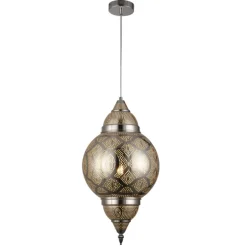 Lámpara colgante de techo Dibba 1XE27 acabado metal cromo estilo árabe 30cm Ø