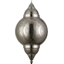 Lámpara colgante de techo Dibba 1XE27 acabado metal cromo estilo árabe 30cm Ø
