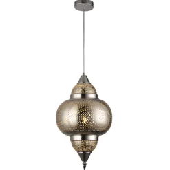Lámpara colgante de techo Hatta 1XE27 acabado metal cromo estilo árabe 30cm Ø