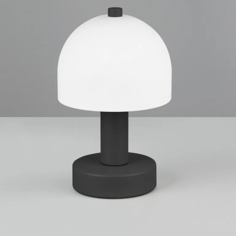 Lámpara de mesa Glenn 1XE14 acabado negro tulipa opal blanca estilo moderno 12cm Ø