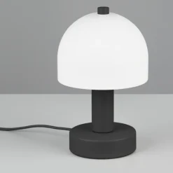 Lámpara de mesa Glenn 1XE14 acabado negro tulipa opal blanca estilo moderno 12cm Ø