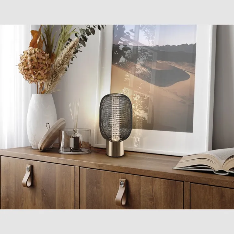 Lámpara de mesa Micrón Oro Negro Led 5w 3000k 13cm Ø