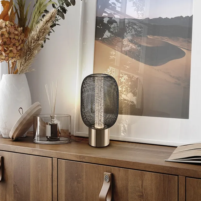 Lámpara de mesa Micrón Oro Negro Led 5w 3000k 13cm Ø