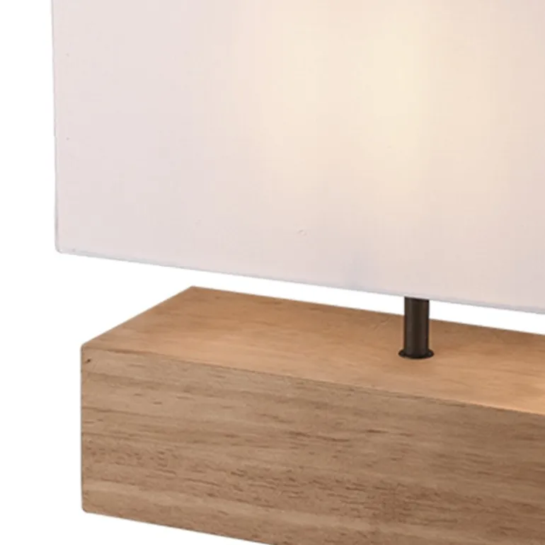 Lámpara de mesa Woody Madera /Blanco Rectángular 1XE27
