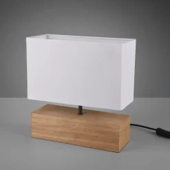 Lámpara de mesa Woody Madera /Blanco Rectángular 1XE27