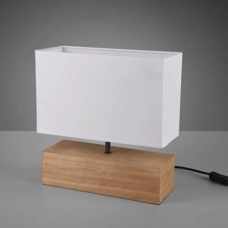 Lámpara de mesa Woody Madera /Blanco Rectángular 1XE27
