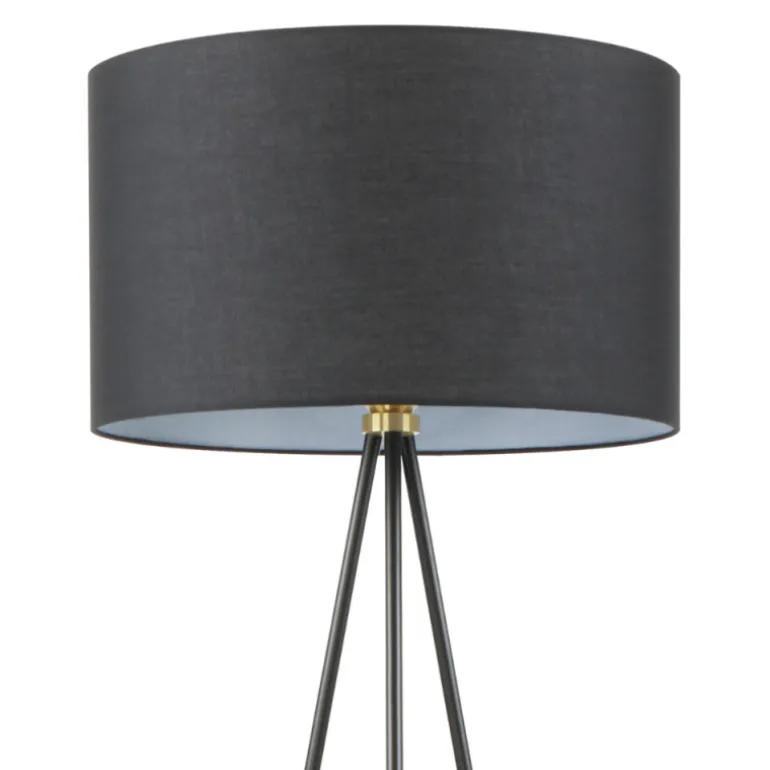 Lámpara de pie Cassián negro 1 luz 1XE27 estilo modero pantalla tela color negro 45cm Ø