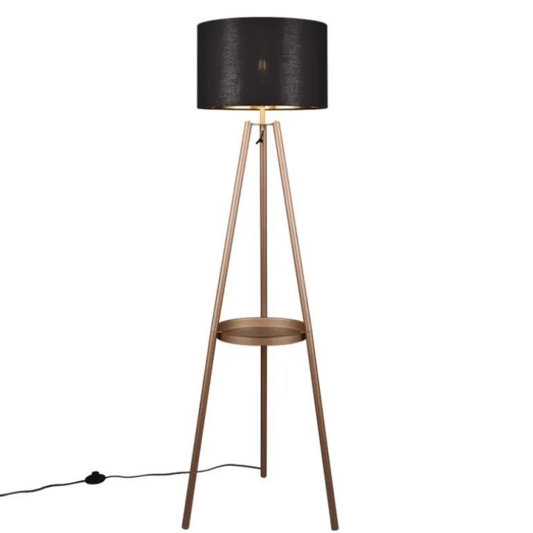 Lámpara de pie Colette Pantalla Negra /Cuerpo Café 1XE27 57CM Ø