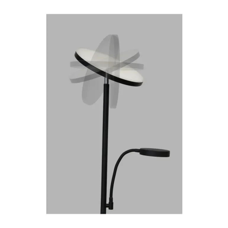 Lámpara de pie Denzel con lector LED 30+6w 3CCT 3000lm acabado negro estilo moderno con mando a distancia 25cm Ø