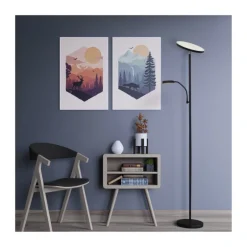 Lámpara de pie Denzel con lector LED 30+6w 3CCT 3000lm acabado negro estilo moderno con mando a distancia 25cm Ø