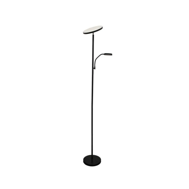 Lámpara de pie Denzel con lector LED 30+6w 3CCT 3000lm acabado negro estilo moderno con mando a distancia 25cm Ø