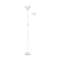 Lámpara de pie Lisa Blanco 1xE27+1xE14 acabado aluminio blanco tulipa PVC opal estilo moderno brazo lector flexible 24cm Ø