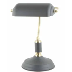 Lámpara de sobremesa Banquero negro y oro envejecido 1XE27 estilo clásico con detalles modernos