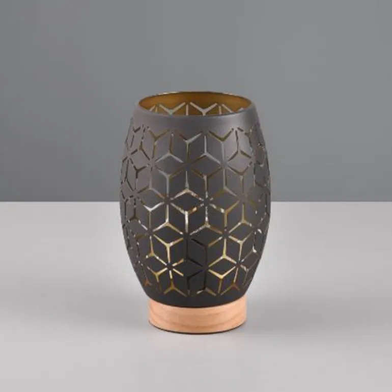 Lámpara de sobremesa Bidar Negro /Oro 1XE27 15cm Ø