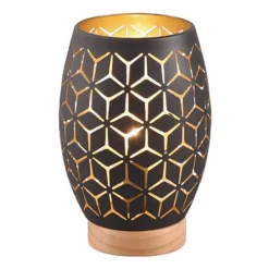 Lámpara de sobremesa Bidar Negro /Oro 1XE27 15cm Ø