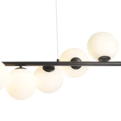 Lámpara de techo colgante Alcira Lineal 7 luces 7XG9 acabado negro mate estilo moderno 95cm largo.