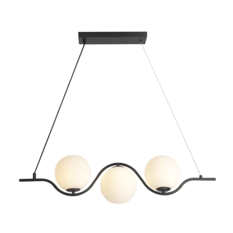 Lámpara de techo colgante Alcira Lineal 3 luces 3XG9 acabado negro mate estilo moderno 80cm largo.