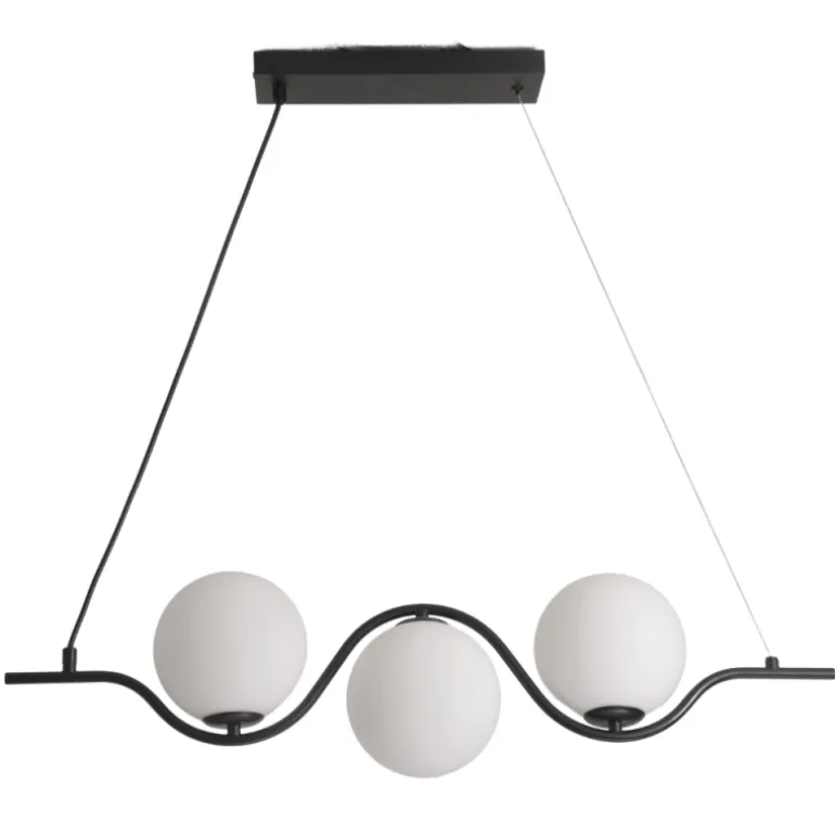 Lámpara de techo colgante Alcira Lineal 3 luces 3XG9 acabado negro mate estilo moderno 80cm largo.