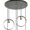 Lámpara de techo colgante Anillo 6 luces acabado negro y oro envejecido 4XE27 estilo moderno 50cm Ø