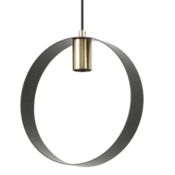 Lámpara de techo colgante Anillo 1 luz acabado negro y oro envejecido 1XE27 estilo moderno 25cm Ø