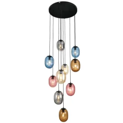 Lámpara de techo colgante Attis 10 luces 10XE27 acabado negro y varios colores estilo moderno 50cm Ø