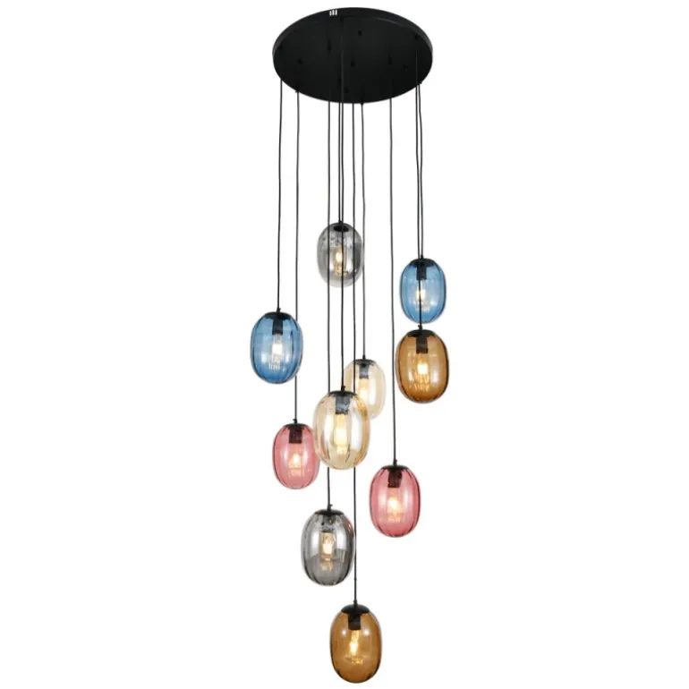 Lámpara de techo colgante Attis 10 luces 10XE27 acabado negro y varios colores estilo moderno 50cm Ø