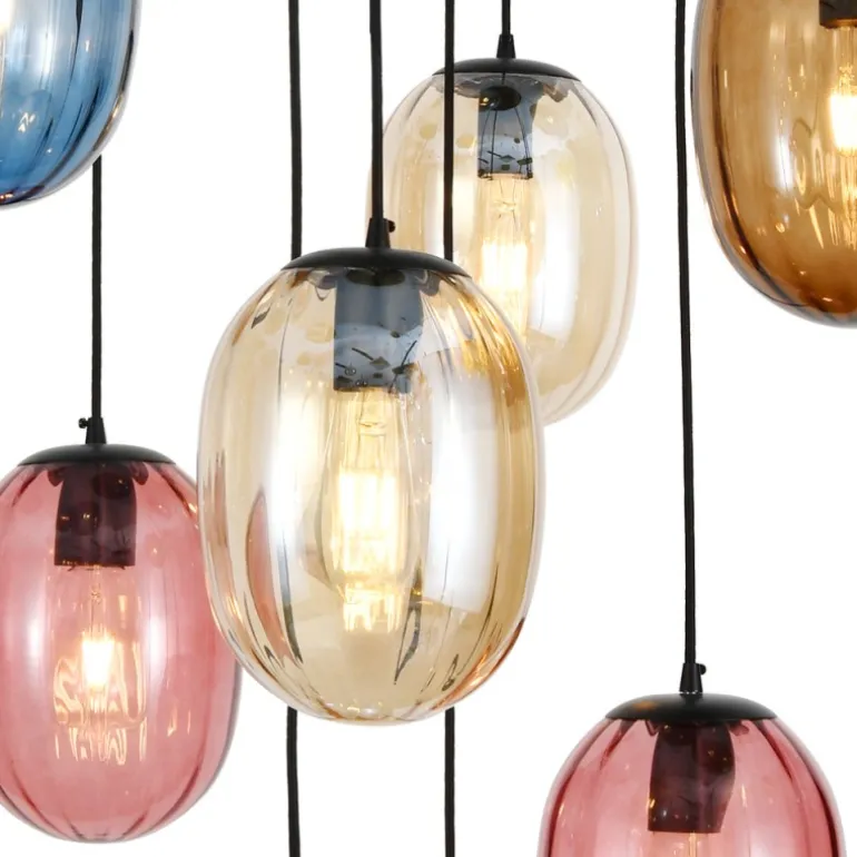 Lámpara de techo colgante Attis 10 luces 10XE27 acabado negro y varios colores estilo moderno 50cm Ø