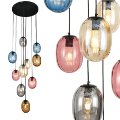 Lámpara de techo colgante Attis 10 luces 10XE27 acabado negro y varios colores estilo moderno 50cm Ø