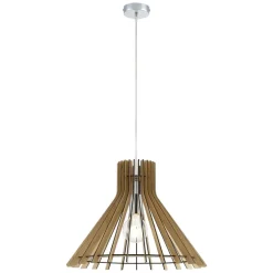 Lámpara de techo colgante Bell 1xE27 acabado madera natural estilo rústico 40cm Ø