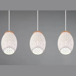 Lámpara de techo colgante Bidar 3L Blanco 3XE27 metal blanco y madera estilo moderno