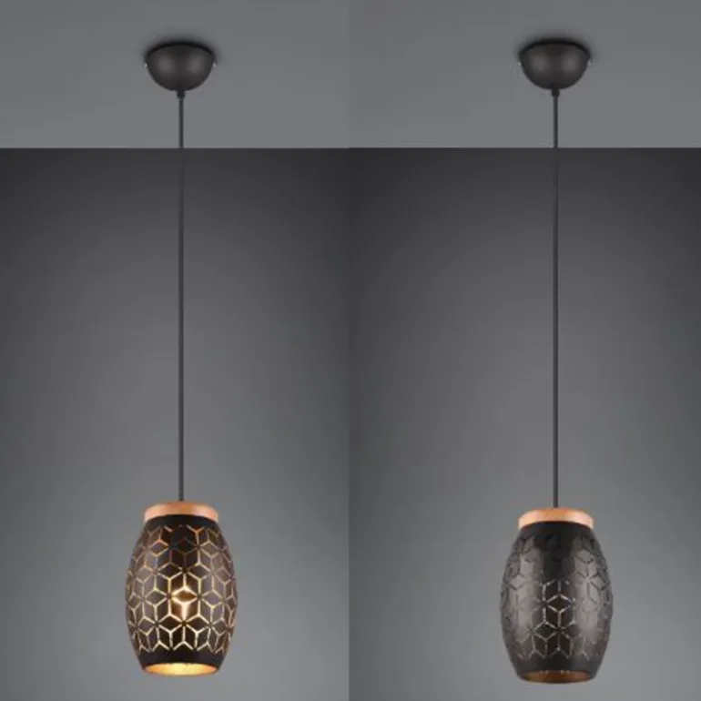Lámpara de techo colgante Bidar Negro/Oro 1XE27 15cm Ø