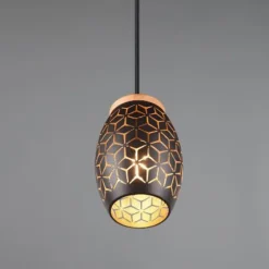 Lámpara de techo colgante Bidar Negro/Oro 1XE27 15cm Ø