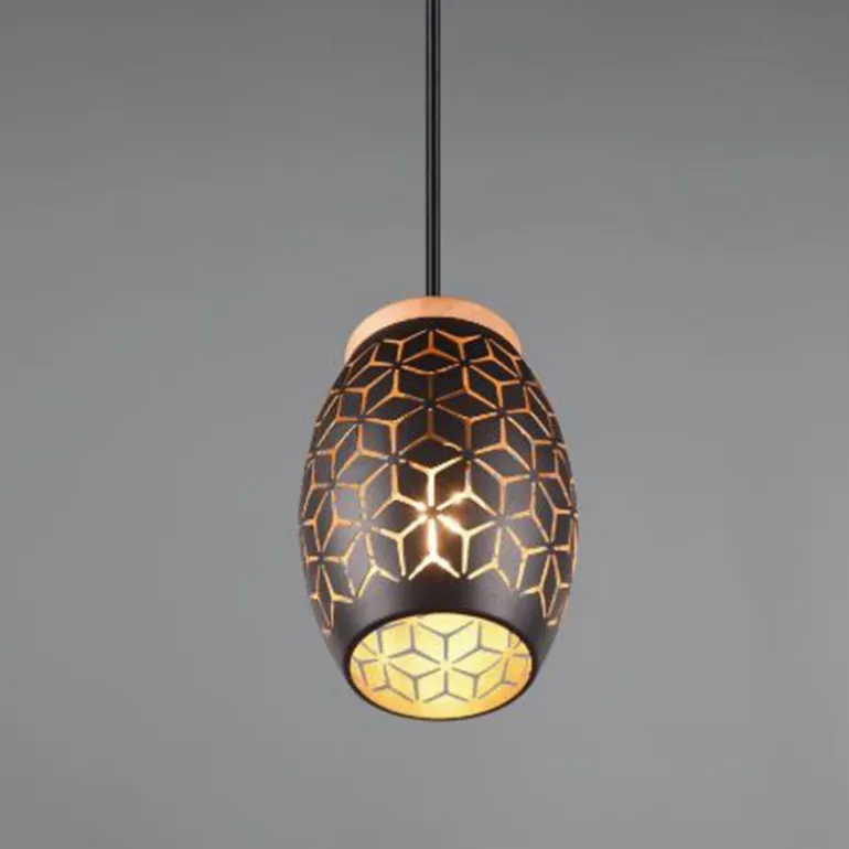 Lámpara de techo colgante Bidar Negro/Oro 1XE27 15cm Ø