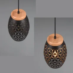 Lámpara de techo colgante Bidar Negro/Oro 1XE27 15cm Ø