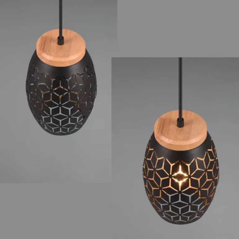 Lámpara de techo colgante Bidar Negro/Oro 1XE27 15cm Ø