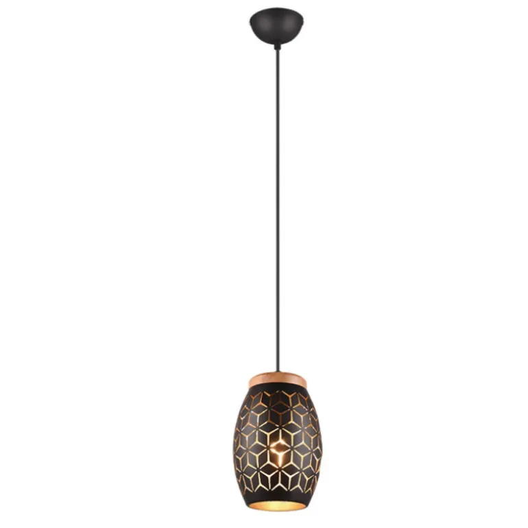 Lámpara de techo colgante Bidar Negro/Oro 1XE27 15cm Ø