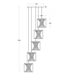 Lámpara de techo colgante Bruno 5 luces 5XE27 acabado negro estilo moderno 38cm Ø