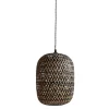 Lámpara de techo colgante Camboya 1XE27 acabado bambú fibras negro y natural estilo nórdico 20cm Ø